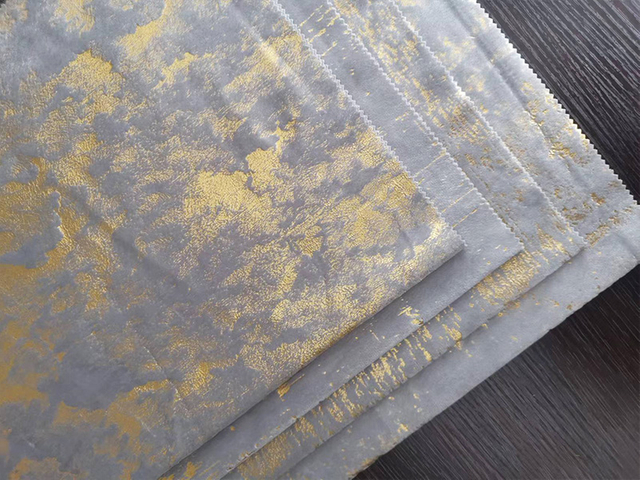 2.8m Double Fold Grey Color Velvet Foil Curtain Fabric For Home